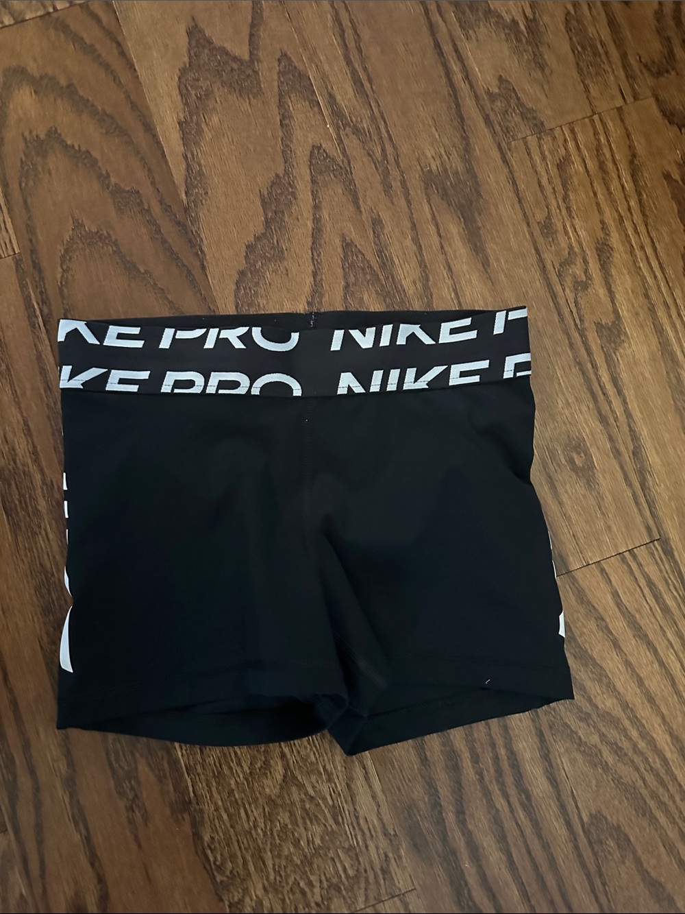 Nike Black Performance Pro Compression Shorts with White Logo Waistband